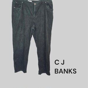 C J Banks Green Corduroy  Stretch Tapered Leg Casual Pants Womens Plus 18W